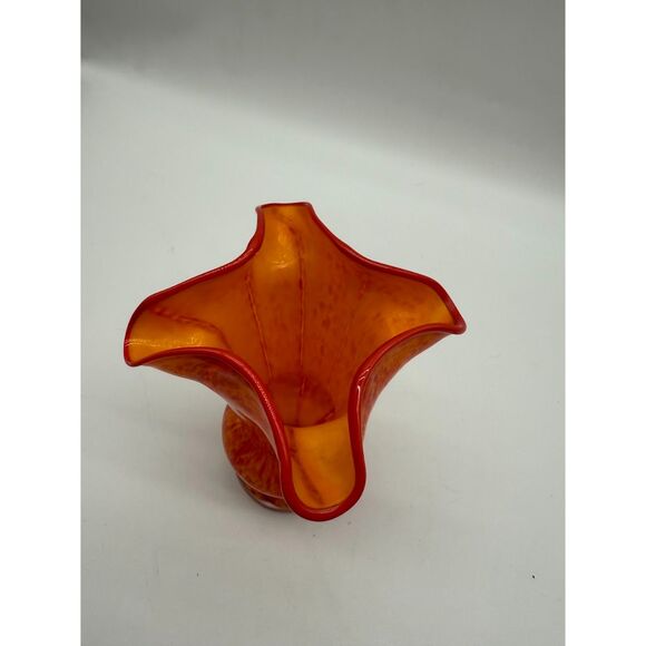 vintage Fenton Thumbprint orange glass vase - Picture 5 of 6